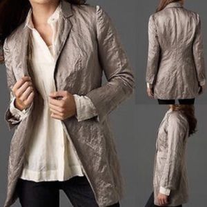 Eileen Fisher Long Steel Satin Metallic Jacket Small